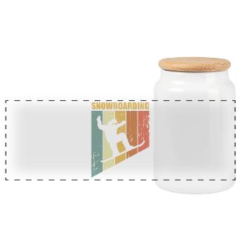 Snowboarding Snowboarding Snowboarding - Panoramic Cookie Jar with Wooden Lid - white - Front