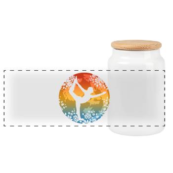 Yoga Pilates - Boîte à biscuits avec couvercle en bois - blanc - Devant