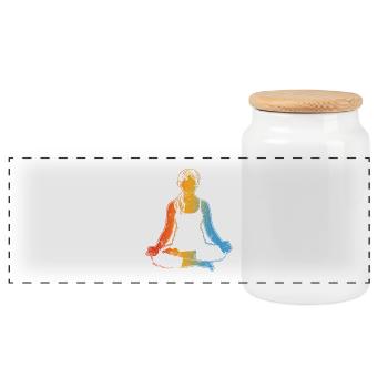 Mantra - Panoramic Cookie Jar with Wooden Lid - white - Front