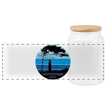 Ostsee, Darss, Weststrand - Panorama Keksdose mit Holzdeckel - Weiß - Vorne