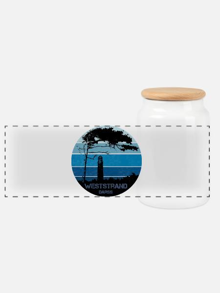 Ostsee, Darss, Weststrand - Panorama Keksdose mit Holzdeckel - Weiß