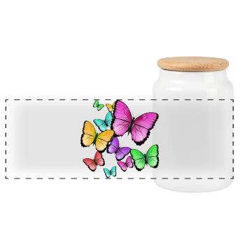 papillons de couleur sauvage - Boîte à biscuits avec couvercle en bois - blanc - Devant