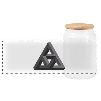 Abstraktes Geometrie-Muster in Grau - Panorama Keksdose mit Holzdeckel - Weiß - Vorne
