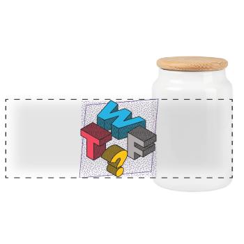 What THE FUCK WTF - Panoramic Cookie Jar with Wooden Lid - white - Front