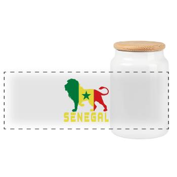 Senegal Löwe - Panorama Keksdose mit Holzdeckel - Weiß - Vorne