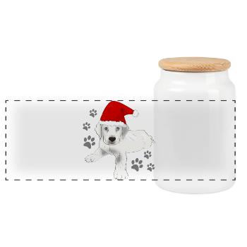 Motif de Noël du Labrador - Boîte à biscuits avec couvercle en bois - blanc - Devant