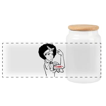 Afro Girl Power Woman Power Strong Woman Gift - Boîte à biscuits avec couvercle en bois - blanc - Devant