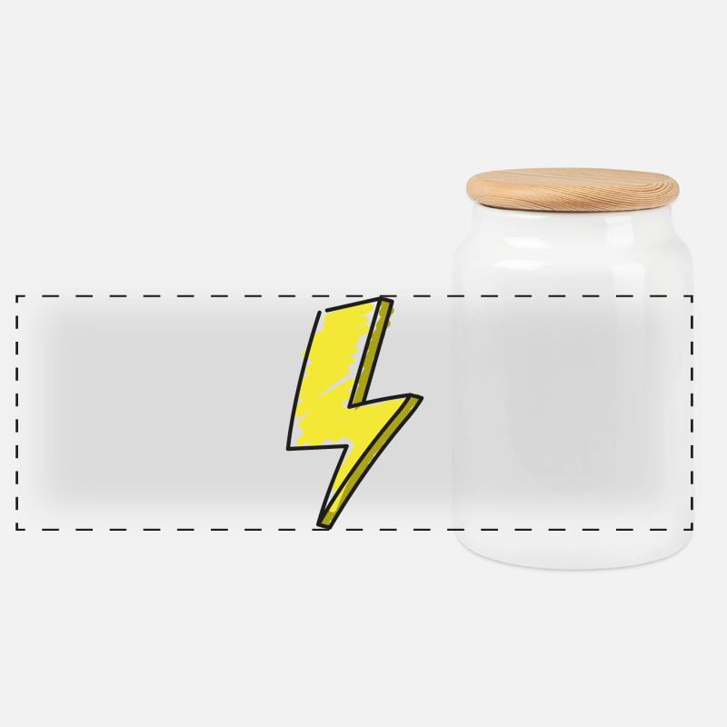 Blitz - Illustration - Panorama Keksdose mit Holzdeckel - Weiß