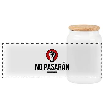 NO PASARAN - Panoramic Cookie Jar with Wooden Lid - white - Front