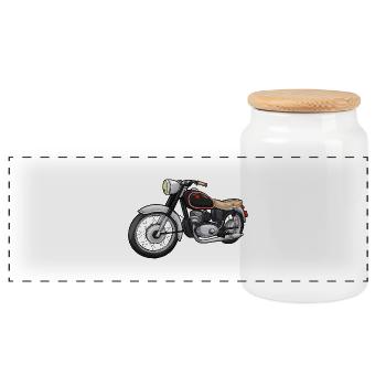 Moto cool - Boîte à biscuits avec couvercle en bois - blanc - Devant