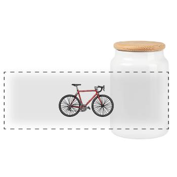 Schnelles Rennrad  - Panorama Keksdose mit Holzdeckel - Weiß - Vorne