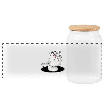 Cat funny cats kitten gift - Panoramic Cookie Jar with Wooden Lid - white - Front