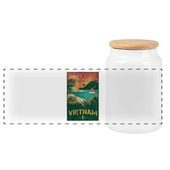 Conception de plage vintage Vietnam - Boîte à biscuits avec couvercle en bois - blanc - Devant