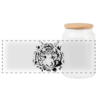 Tiger Zeichnung Raubkatze Portrait Illustration - Panorama Keksdose mit Holzdeckel - Weiß - Vorne