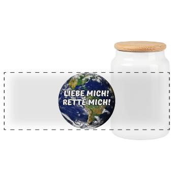 Erde Planet Umweltschutz Klimawandel Spruch - Panorama Keksdose mit Holzdeckel - Weiß - Vorne