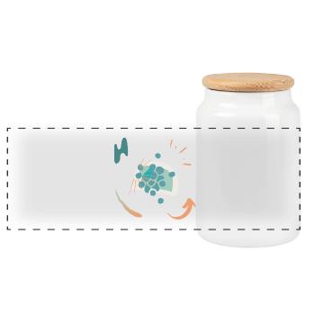 Lässiges Design mit Farbverlauf - Panorama Keksdose mit Holzdeckel - Weiß - Vorne