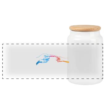 père et fille - Boîte à biscuits avec couvercle en bois - blanc - Devant