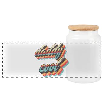 Daddy Cool - Panoramic Cookie Jar with Wooden Lid - white - Front