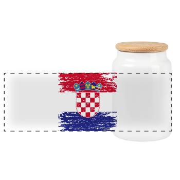 Authentic Croatian Flag Crest - Panoramic Cookie Jar with Wooden Lid - white - Front