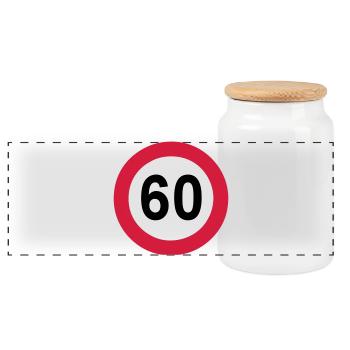 60.Geburtstag , 60 Jahre , Verkehrsschild (25) - Panorama Keksdose mit Holzdeckel - Weiß - Vorne