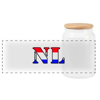 NL, Pays-Bas ... / + - Boîte à biscuits avec couvercle en bois - blanc - Devant