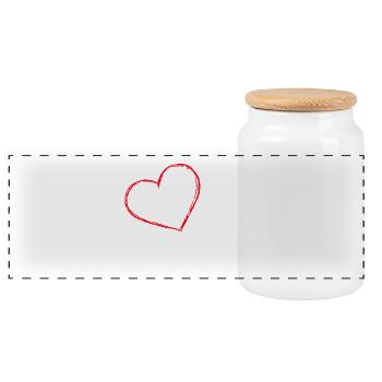 Herz Paar Pärchen Liebe Verliebt Verlobt Beziehung - Panorama Keksdose mit Holzdeckel - Weiß - Vorne