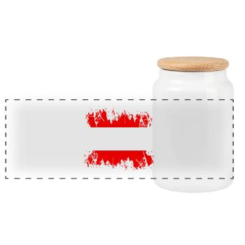 Austria - Panoramic Cookie Jar with Wooden Lid - white - Front