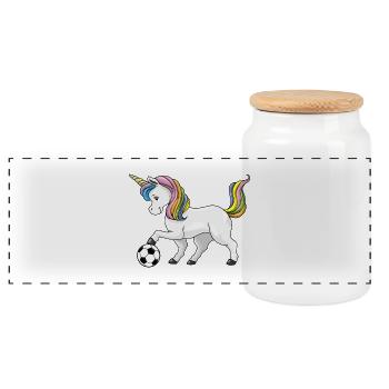 Joueur de football Unicorn Football - Boîte à biscuits avec couvercle en bois - blanc - Devant