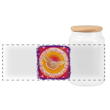 Stargate lightness - Sonja Ariel von Staden - Panoramic Cookie Jar with Wooden Lid - white - Front