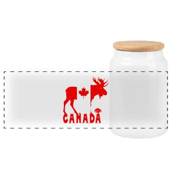 Canada Moose - Panoramic Cookie Jar with Wooden Lid - white - Front
