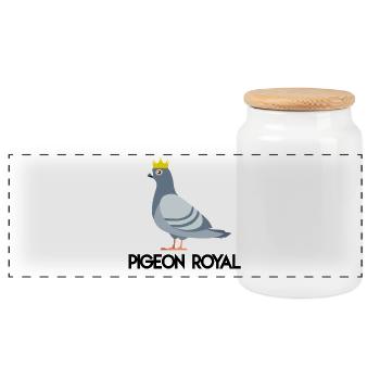Pigeon royal (typo noire) - Boîte à biscuits avec couvercle en bois - blanc - Devant