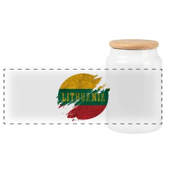 Lithuania County - Panoramic Cookie Jar with Wooden Lid - white - Front