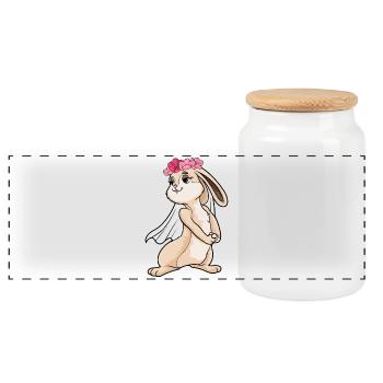Hase Braut Schleier Hochzeit - Panorama Keksdose mit Holzdeckel - Weiß - Vorne
