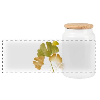 Feuilles élégantes de ginkgo doré et vert - Boîte à biscuits avec couvercle en bois - blanc - Devant