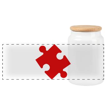 Partnerlook | Herz Puzzle Verliebt Liebe Pärchen - Panorama Keksdose mit Holzdeckel - Weiß - Vorne