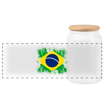 Brazil Brazil - Panoramic Cookie Jar with Wooden Lid - white - Front