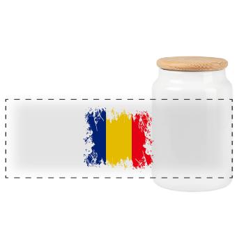 Roumanie - Europe - Boîte à biscuits avec couvercle en bois - blanc - Devant