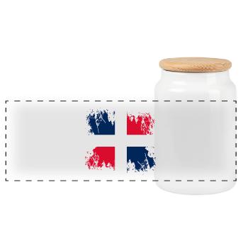 Republica Dominicana - Dominican Republic - Panoramic Cookie Jar with Wooden Lid - white - Front