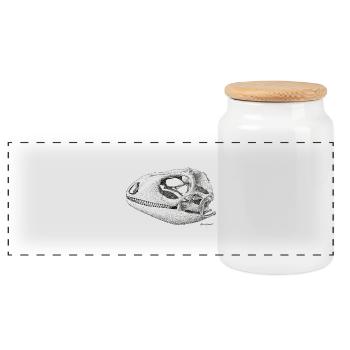 Teiú Lizard Skull - Encre - Boîte à biscuits avec couvercle en bois - blanc - Devant