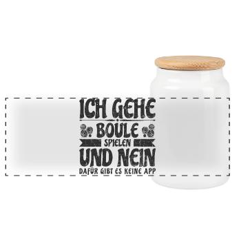 Boule Pétanque spielen Spruch lustig Petanque APP - Panorama Keksdose mit Holzdeckel - Weiß - Vorne