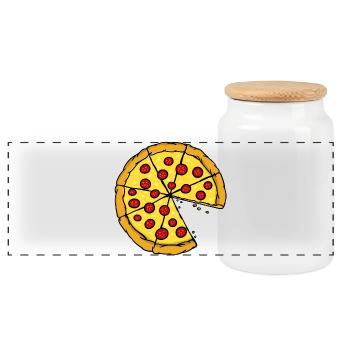 Partner look | Pizza love couple couple funny - Panoramic Cookie Jar with Wooden Lid - white - Front