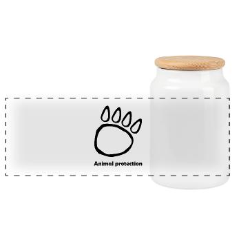Animal welfare - Panoramic Cookie Jar with Wooden Lid - white - Front