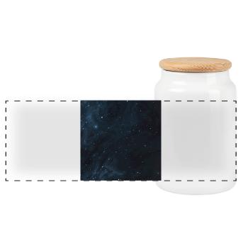 Motif de ciel étoilé - Boîte à biscuits avec couvercle en bois - blanc - Devant