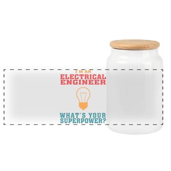 Bestseller Electrical Engineer Tshirt, Funny Quote - Panoramic Cookie Jar with Wooden Lid - white - Front