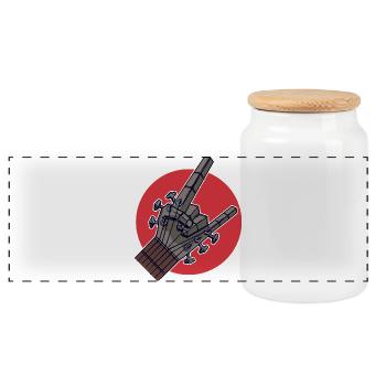 Rock guitar electric guitar guitar hard rock hard rock - Panoramic Cookie Jar with Wooden Lid - white - Front