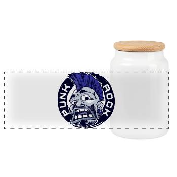 Punk rock punk rock hard rock music rock music rocker - Panoramic Cookie Jar with Wooden Lid - white - Front