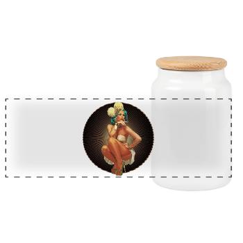 Burlesque Xarah comme pin-up rétro pin up art - Boîte à biscuits avec couvercle en bois - blanc - Devant