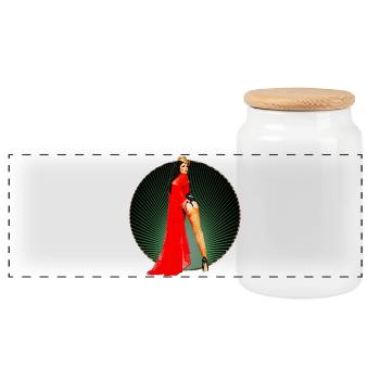 Pinup - Vintage Retro Burlesque Queen Art des années 50 - Boîte à biscuits avec couvercle en bois - blanc - Devant