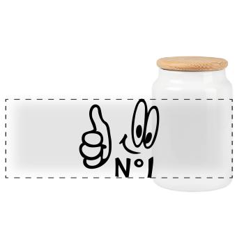Number One, Comic - Panorama Keksdose mit Holzdeckel - Weiß - Vorne