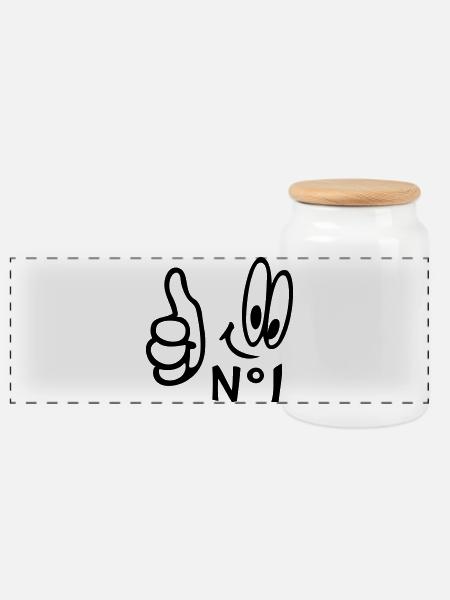 Number One, Comic - Panorama Keksdose mit Holzdeckel - Weiß